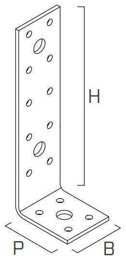 Ассиметричный крепежный уголок WZU Holz Technic50х155х40х3 Ассиметричный крепежный уголок WZU Holz Technic50х155х40х3 - схема, чертеж