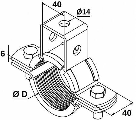 Хомут с П-подвесом для сейсмоактивных зон FSSC-R Fischer Plus CN - чертеж Хомут с П-подвесом для сейсмоактивных зон FSSC-R Fischer Plus CN - чертеж
