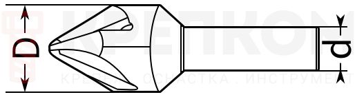 Зенковка 60 ° Z=4 с цилиндрическим хвостовиком - схема Зенковка 60 ° Z=4 с цилиндрическим хвостовиком - схема