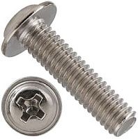 Винт с полукруглой головкой с прессшайбой М4х25 DIN 967, никелированная сталь Винт с полукруглой головкой с прессшайбой М4х25 DIN 967, никелированная сталь