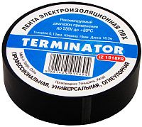 Изолента черная ПВХ, огнеупорная 0,13 мм, 19 мм, 18,3 м Terminator IZ 1918FR Изолента черная ПВХ, огнеупорная 0,13 мм, 19 мм, 18,3 м Terminator IZ 1918FR