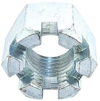 Гайка корончатая (прорезная) низкая с мелкой резьбой DIN 937, оцинкованная сталь  Гайка корончатая (прорезная) низкая с мелкой резьбой DIN 937, оцинкованная сталь
