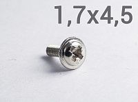 Шуруп 1,7х4,5 с прессшайбой и тупым концом, оцинкованная сталь Шуруп 1,7х4,5 с прессшайбой и тупым концом, оцинкованная сталь