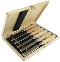 Набор стамесок со скошенной кромкой Wood Line Profi Narex 853055, 6 штук в деревянном кейсе Набор стамесок со скошенной кромкой Wood Line Profi Narex 853055, 6 штук в деревянном кейсе