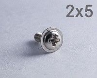 Шуруп 2х5 с прессшайбой и тупым концом, оцинкованная сталь Шуруп 2х5 с прессшайбой и тупым концом, оцинкованная сталь
