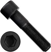 Винт (болт) М12х1,25х40 с мелкой резьбой, цилиндрической головкой и внутренним шестигранником DIN 912 (ISO 12474), класс прочности 10.9, оксидированный  Винт (болт) М12х1,25х40 с мелкой резьбой, цилиндрической головкой и внутренним шестигранником DIN 912 (ISO 12474), класс прочности 10.9, оксидированный