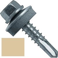 Винт самосверлящий по металлу 5,5х25 мм, с шайбой EPDM, SD 5 Fasty P15055250AMS, RAL 1014 слоновая кость Винт самосверлящий по металлу 5,5х25 мм, с шайбой EPDM, SD 5 Fasty P15055250AMS, RAL 1014 слоновая кость