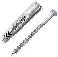 Универсальный дюбель UХR 10х60 S с кромкой и винтом Fischer 090880, нейлон, 4 шт в блистере Универсальный дюбель UХR 10х60 S с кромкой и винтом Fischer 090880, нейлон, 4 шт в блистере