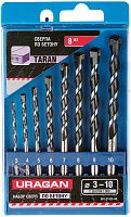 Набор сверл по бетону 3-10 мм, 8 шт, сталь 40, DIN 8039 URAGAN 901-21423-H8 Набор сверл по бетону 3-10 мм, 8 шт, сталь 40, DIN 8039 URAGAN 901-21423-H8