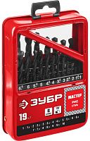 Набор сверл по металлу 1-10 мм, 19 шт Р4М2, ЗУБР 29605-H19 Набор сверл по металлу 1-10 мм, 19 шт Р4М2, ЗУБР 29605-H19