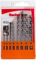 Набор свёрл по камню 3-10 мм D-S Set DIN 8039 Fischer 543027, 8 штук Набор свёрл по камню 3-10 мм D-S Set DIN 8039 Fischer 543027, 8 штук
