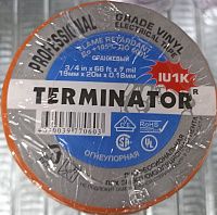 Изолента оранжевая ПВХ, огнеупорная, всепогодная 0,17 мм, 19 мм, 20 м Terminator IU1K Изолента оранжевая ПВХ, огнеупорная, всепогодная 0,17 мм, 19 мм, 20 м Terminator IU1K
