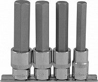 Набор торцевых насадок 1/2"DR с вставками HEX L=100 мм, 4 предмета Ombra 921204  Набор торцевых насадок 1/2"DR с вставками HEX L=100 мм, 4 предмета Ombra 921204