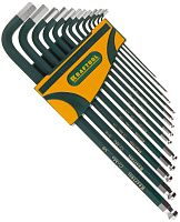 Набор дюймовых ключей удлиненных с шаром  Hex Kraftool Industrie 27444-H13, 13 шт, хромомолибденовая сталь Набор дюймовых ключей удлиненных с шаром  Hex Kraftool Industrie 27444-H13, 13 шт, хромомолибденовая сталь