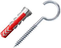 Дюбель 10х50 с круглым крючком RH G Fischer DUOPOWER K NV 535483, нейлон, 2 штуки в блистере Дюбель 10х50 с круглым крючком RH G Fischer DUOPOWER K NV 535483, нейлон, 2 штуки в блистере