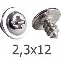 Шуруп 2,3х12 с прессшайбой и острым концом, оцинкованная сталь Шуруп 2,3х12 с прессшайбой и острым концом, оцинкованная сталь