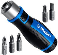 Отвертка реверсивная маслобензотойкая с битами SL, PH, PZ ЗУБР 25171, 6 предметов Отвертка реверсивная маслобензотойкая с битами SL, PH, PZ ЗУБР 25171, 6 предметов