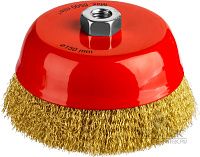 Щетка-крацовка чашечная для УШМ 150 мм, витая стальная латунированная проволока, Mirax 35142-150 Щетка-крацовка чашечная для УШМ 150 мм, витая стальная латунированная проволока, Mirax 35142-150
