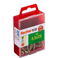 Саморез потай 4,5х25 мм Fischer FPF-SZ YZF 653954, полная резьба, желтый цинк (30 шт) Саморез потай 4,5х25 мм Fischer FPF-SZ YZF 653954, полная резьба, желтый цинк (30 шт)