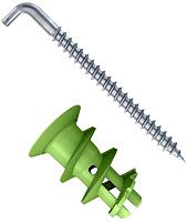 Дюбель для гипсокартона с Г-образным шурупом GK Green WH Fischer 532730, зелёный нейлон, 5 шт в блистере Дюбель для гипсокартона с Г-образным шурупом GK Green WH Fischer 532730, зелёный нейлон, 5 шт в блистере