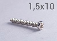 Шуруп полусфера 1,5х10 мм с острым концом, оцинкованная сталь Шуруп полусфера 1,5х10 мм с острым концом, оцинкованная сталь