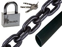 Противоугонная цепь 1м с замком, комплект - 7х21 мм / 7х40 мм (с термоусадкой) Противоугонная цепь 1м с замком, комплект - 7х21 мм / 7х40 мм (с термоусадкой)