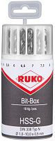 Набор сверл по металлу 1-10 мм, 19 шт HSS-G, DIN 338 Ruko 214225 Набор сверл по металлу 1-10 мм, 19 шт HSS-G, DIN 338 Ruko 214225