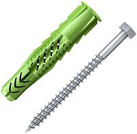 Универсальный дюбель UX 10х60 RS с кромкой и винтом Fischer 532700, зелёный нейлон, 4 шт в блистере Универсальный дюбель UX 10х60 RS с кромкой и винтом Fischer 532700, зелёный нейлон, 4 шт в блистере