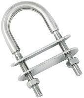 Болт-скоба U-образная М10х35 мм с двумя пластинами и гайками 8230, нержавеющая сталь А4 Болт-скоба U-образная М10х35 мм с двумя пластинами и гайками 8230, нержавеющая сталь А4