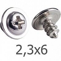 Шуруп 2,3х6 с прессшайбой и острым концом, оцинкованная сталь Шуруп 2,3х6 с прессшайбой и острым концом, оцинкованная сталь