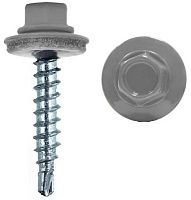 Саморез кровельный со сверлом 4,8х35 RAL 7015 сланцево-серый Саморез кровельный со сверлом 4,8х35 RAL 7015 сланцево-серый