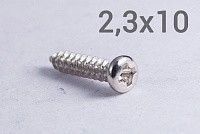 Шуруп полусфера 2,3х10 мм с острым концом, оцинкованная сталь Шуруп полусфера 2,3х10 мм с острым концом, оцинкованная сталь