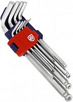 Набор шестигранных ключей с шариковой головкой 1,5-10 мм Workpro WP222006, 9 штук Набор шестигранных ключей с шариковой головкой 1,5-10 мм Workpro WP222006, 9 штук