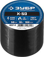 Изолента ПВХ 50 мм х 10 м, 6 000 В Х-50 ЗУБР PROF 1237-2, черная Изолента ПВХ 50 мм х 10 м, 6 000 В Х-50 ЗУБР PROF 1237-2, черная