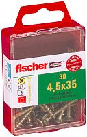 Саморез потай 4,5х35 мм Fischer FPF-SZ YZP 653956, неполная резьба, желтый цинк (30 шт) Саморез потай 4,5х35 мм Fischer FPF-SZ YZP 653956, неполная резьба, желтый цинк (30 шт)