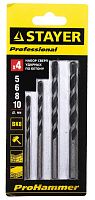 Набор сверл по бетону 5-10 мм, 4 шт, сталь 40, DIN 8039 STAYER 2915-H4 Набор сверл по бетону 5-10 мм, 4 шт, сталь 40, DIN 8039 STAYER 2915-H4