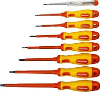 Набор диэлектрических отвёрток с пробником Kraftool X-Drive Electro 250088-H8, Cr-Mo, 8 предметов Набор диэлектрических отвёрток с пробником Kraftool X-Drive Electro 250088-H8, Cr-Mo, 8 предметов