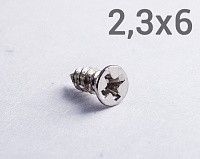 Шуруп 2,3х6 с потайной головкой и острым концом (цинк) Шуруп 2,3х6 с потайной головкой и острым концом (цинк)