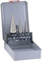 Набор сверл по металлу ступенчатых 4-12/4-20/6-30 мм HSS-G Bucovice 641805, 3 предмета Набор сверл по металлу ступенчатых 4-12/4-20/6-30 мм HSS-G Bucovice 641805, 3 предмета