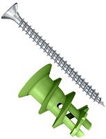 Дюбель для гипсокартона с потайным шурупом GK Green S Fischer 532729, зелёный нейлон, 5 шт в блистере Дюбель для гипсокартона с потайным шурупом GK Green S Fischer 532729, зелёный нейлон, 5 шт в блистере