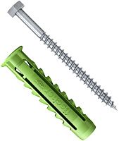 Дюбель SX Green 10х50 Fischer 532721 с кромкой и шурупом, зелёный нейлон, 5 шт в блистере Дюбель SX Green 10х50 Fischer 532721 с кромкой и шурупом, зелёный нейлон, 5 шт в блистере