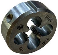 Плашка М12х1,75 мм 9ХС Волжский Инструмент 3704085, левая метрическая резьба Плашка М12х1,75 мм 9ХС Волжский Инструмент 3704085, левая метрическая резьба