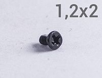 Винт М1,2х2 с цилиндрической плоской шляпкой (черный) Винт М1,2х2 с цилиндрической плоской шляпкой (черный)