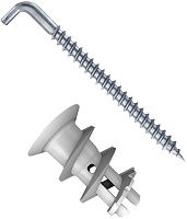 Дюбель для гипсокартона 22 мм с Г-образным крюком GK WH Fischer 090918, 5 шт в блистере Дюбель для гипсокартона 22 мм с Г-образным крюком GK WH Fischer 090918, 5 шт в блистере