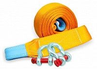 Динамический рывковый строп Tplus "Стандарт" 5 м (22 т) + шаклы 2х4,75 т Динамический рывковый строп Tplus "Стандарт" 5 м (22 т) + шаклы 2х4,75 т