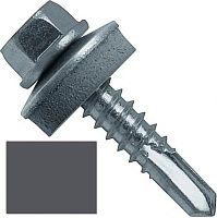 Винт самосверлящий по металлу 5,5х38 мм, с шайбой EPDM, SD 5 Fasty P15055380AMS, RAL 7024 графитовый серый Винт самосверлящий по металлу 5,5х38 мм, с шайбой EPDM, SD 5 Fasty P15055380AMS, RAL 7024 графитовый серый