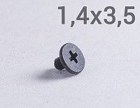 Винт М1,4х3,5 с цилиндрической плоской шляпкой (черный) Винт М1,4х3,5 с цилиндрической плоской шляпкой (черный)