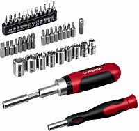 Набор отвёрток с насадками SL, PH, PZ, TX, SW и адаптерами ЗУБР 25042, 41 предмет в кейсе Набор отвёрток с насадками SL, PH, PZ, TX, SW и адаптерами ЗУБР 25042, 41 предмет в кейсе