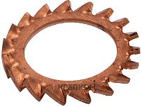 Шайба стопорная с внешними зубьями DIN 6798A, фосфорная бронза Шайба стопорная с внешними зубьями DIN 6798A, фосфорная бронза