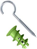 Дюбель для гипсокартона с круглым крюком GK Green RH Fischer 532731, зелёный нейлон, 5 шт в блистере Дюбель для гипсокартона с круглым крюком GK Green RH Fischer 532731, зелёный нейлон, 5 шт в блистере